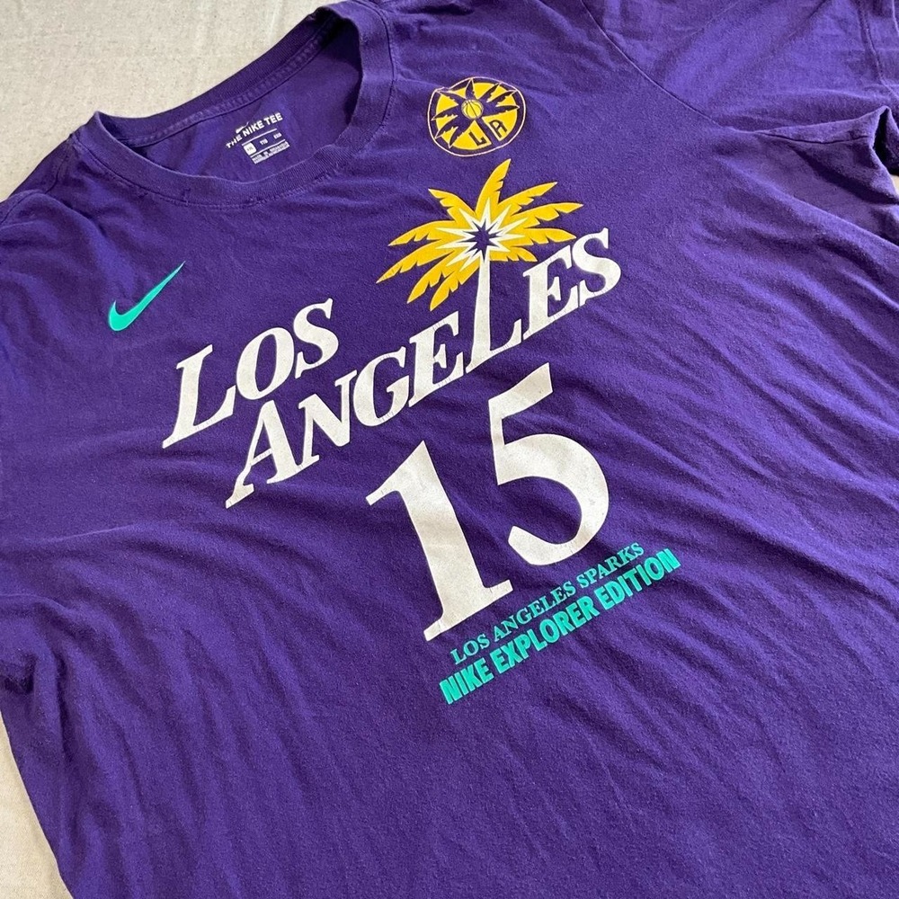 Womens Nike WNBA Los Angeles Sparks Brittney Sykes 15 Purple Jersey Tee (XXL)